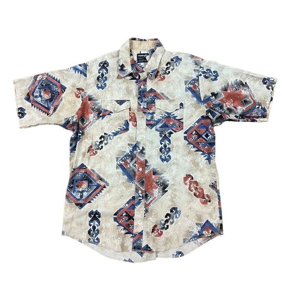 Vintage Wrangler Southwestern Aztec Print Button Down - Picture 1 of 5